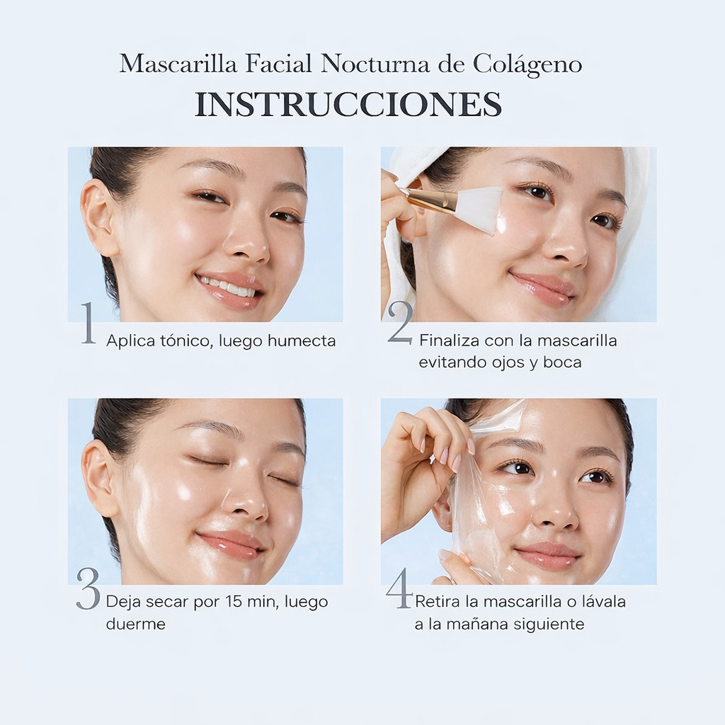 Mascarilla facial con envoltura nocturna de colágeno con cepillo de gelatina