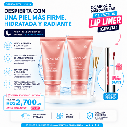 Mascarilla facial noctura de colageno - elige un combo y mira el producto gratis que te llevarás. Oferta hasta agotar existencia
