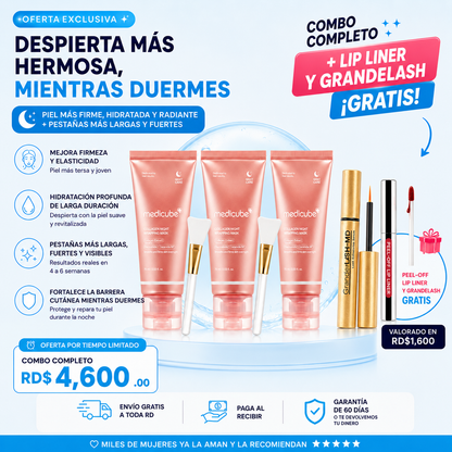 Mascarilla facial noctura de colageno - elige un combo y mira el producto gratis que te llevarás. Oferta hasta agotar existencia