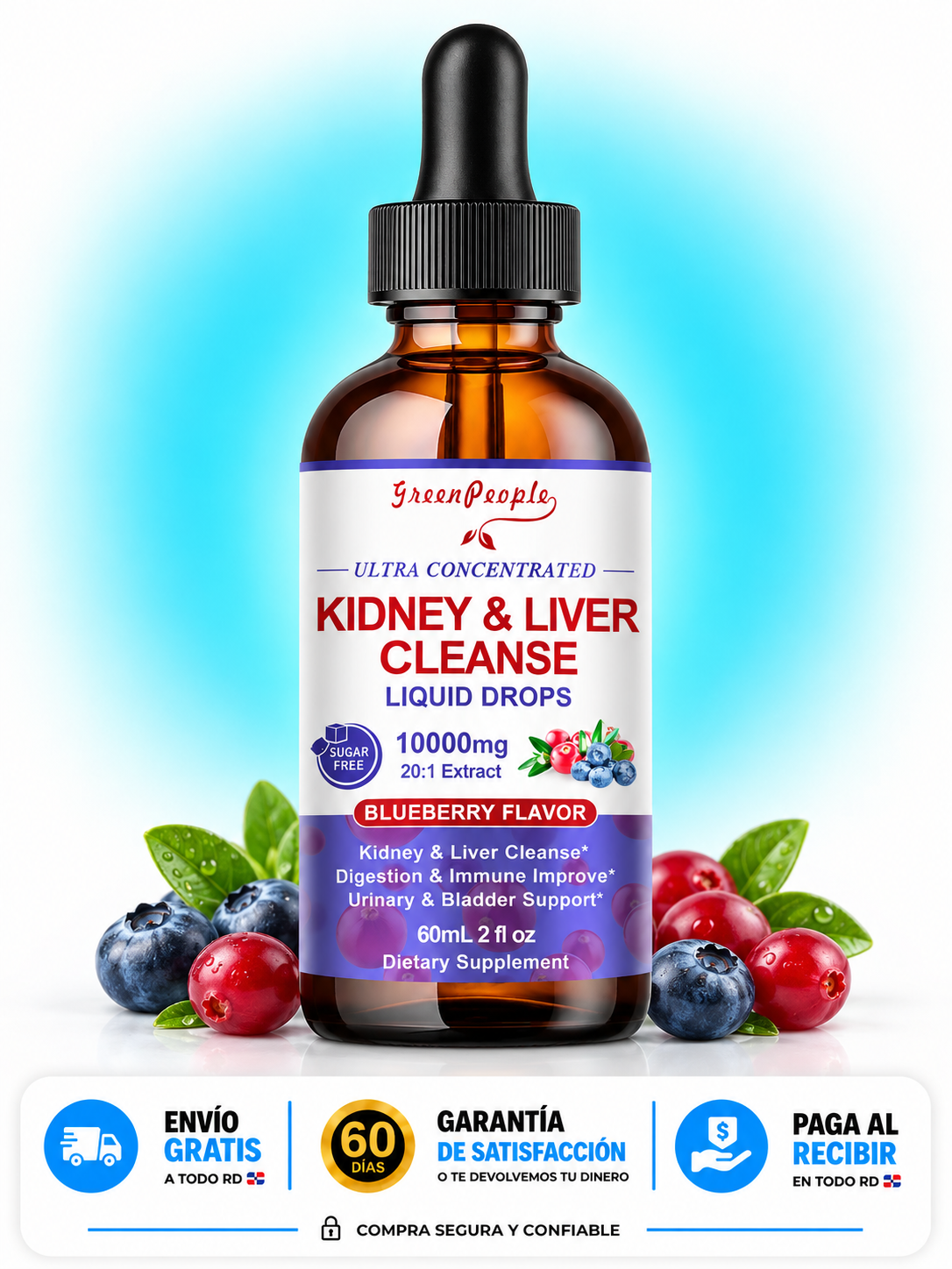 Gotas Líquidas Detox para Riñones e Hígado – Fórmula Herbal Concentrada para Apoyo Renal, Hepático y Urinario | 60ml