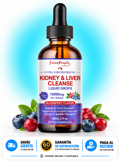 Gotas Líquidas Detox para Riñones e Hígado – Fórmula Herbal Concentrada para Apoyo Renal, Hepático y Urinario | 60ml
