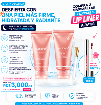 Mascarilla facial noctura de colageno - elige un combo y mira el producto gratis que te llevarás. Oferta hasta agotar existencia