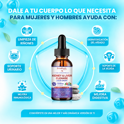 Gotas Líquidas Detox para Riñones e Hígado – Fórmula Herbal Concentrada para Apoyo Renal, Hepático y Urinario | 60ml
