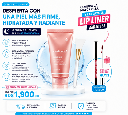 Mascarilla facial noctura de colageno - elige un combo y mira el producto gratis que te llevarás. Oferta hasta agotar existencia