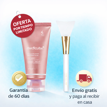 Mascarilla facial con envoltura nocturna de colágeno con cepillo de gelatina